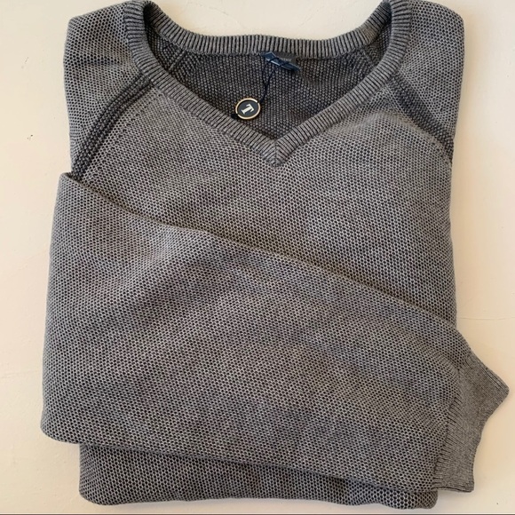TAILOR Vintage PULLOVER SWEATER XLARGE gray long sleeve reversible v-neck NEW - Picture 6 of 14
